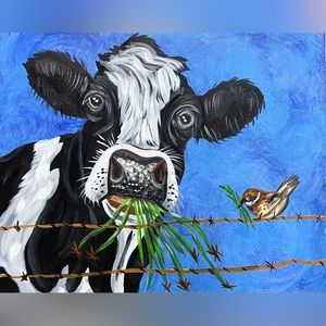 Original Art Cow Painting Signed by the Artist-Me :)